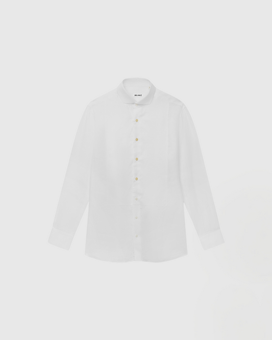White Linen Bib Tuxedo Shirt 4-5