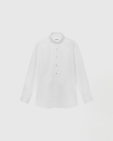 Estro White Cotton Tuxedo Shirt